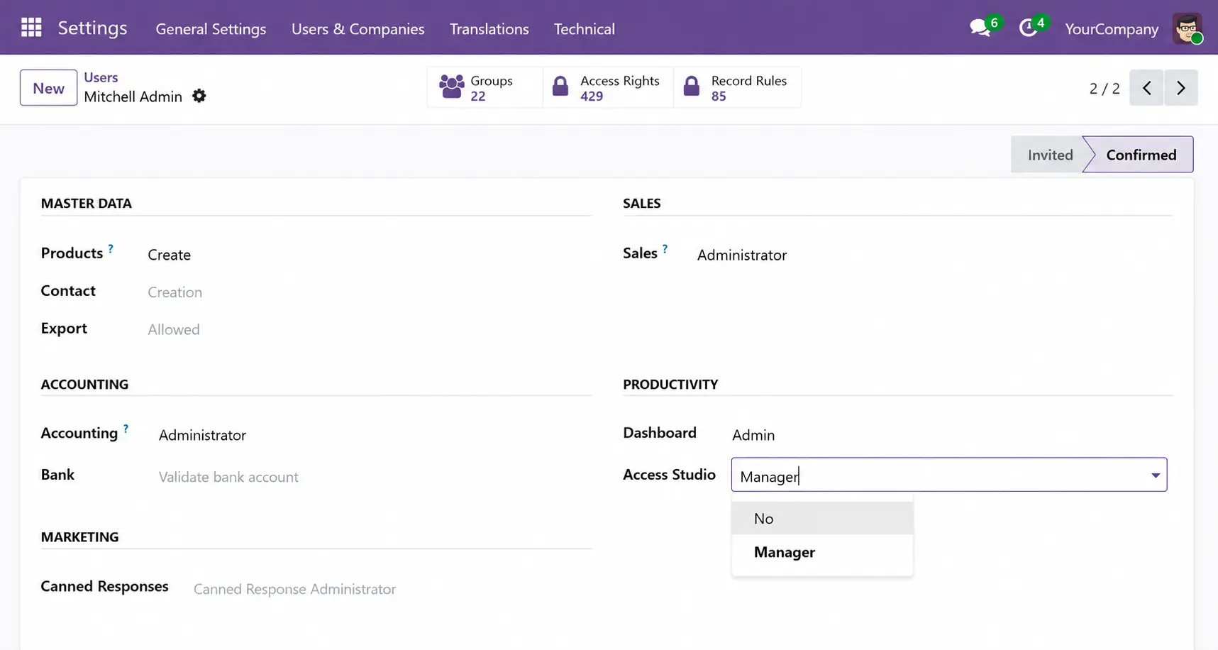 Assign access manager group in Odoo Smart Access Controller