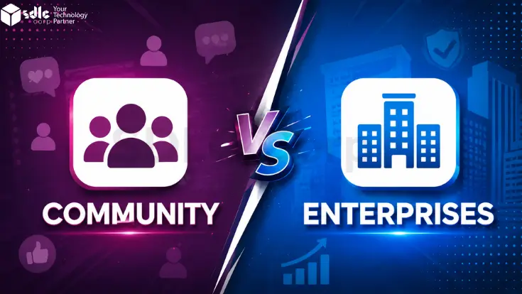 Odoo Community vs Enterprise comparison illustration