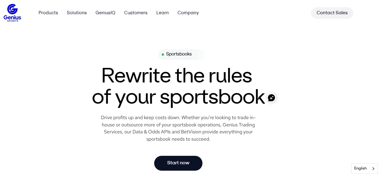 Genius Sports live sports data and trading services interface