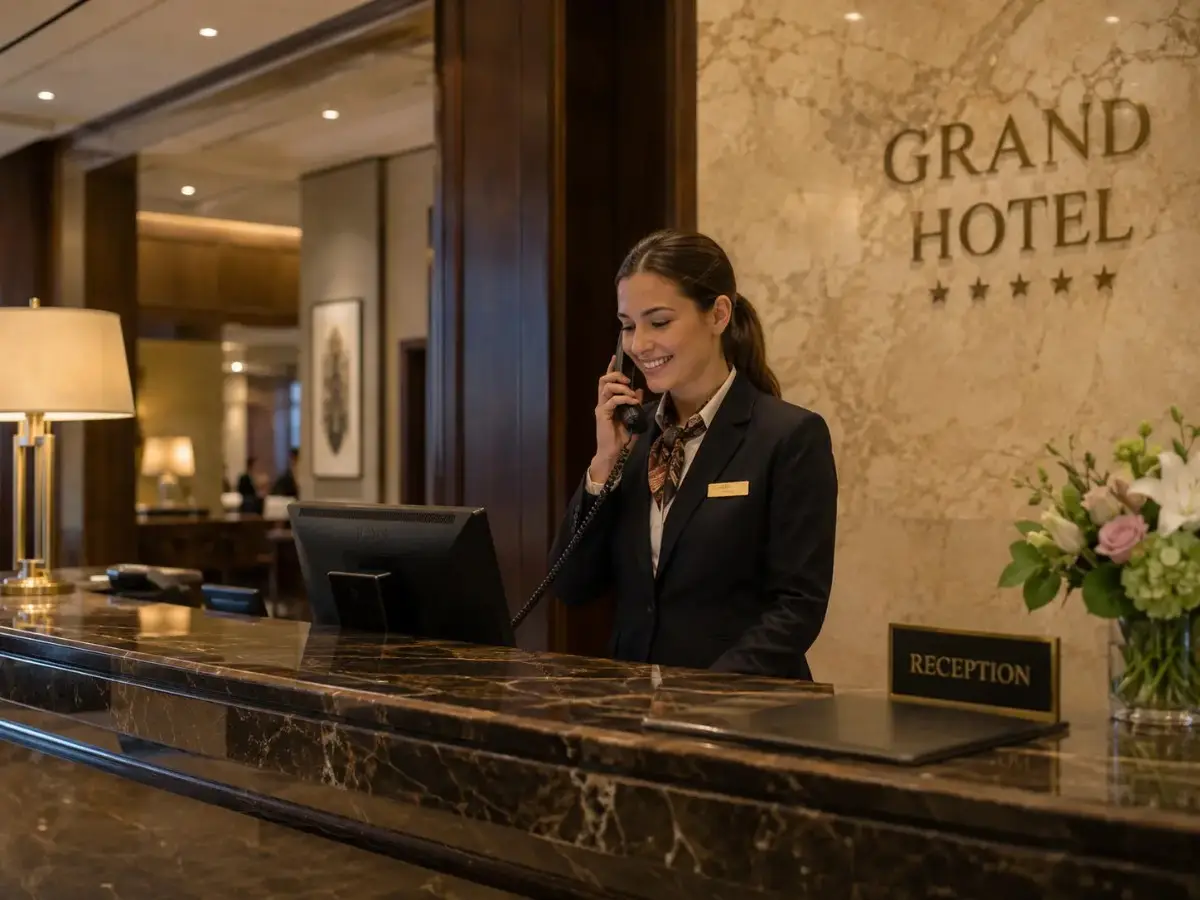Hotel team using AI voice support for booking questions