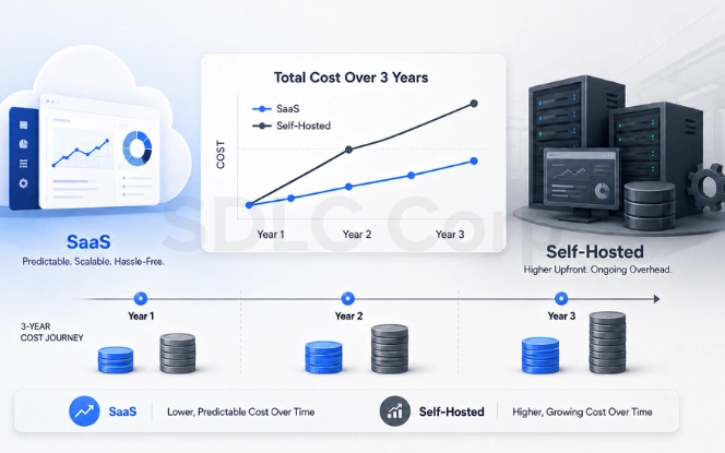 SaaS and self-hosted iGaming CRM cost timeline across three years