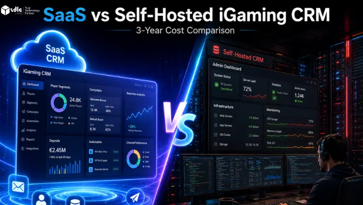 SaaS vs self-hosted iGaming CRM cost comparison dashboard