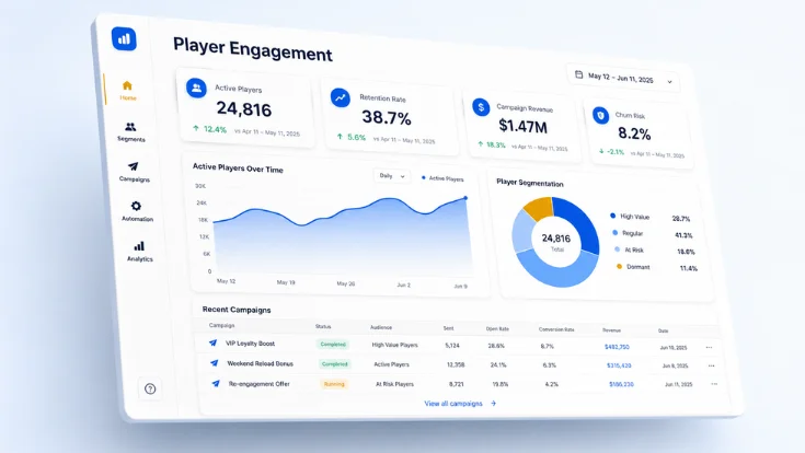 SaaS CRM analytics dashboard for iGaming
