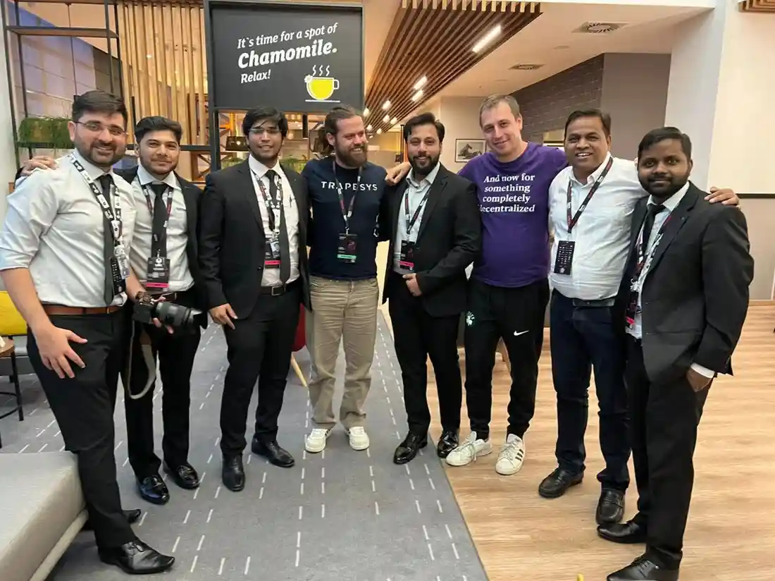 Founders with client and partners