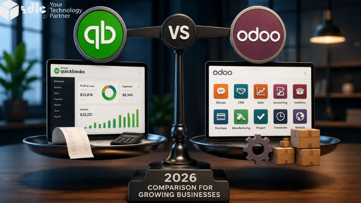 Odoo vs QuickBooks 2026 comparison for growing businesses