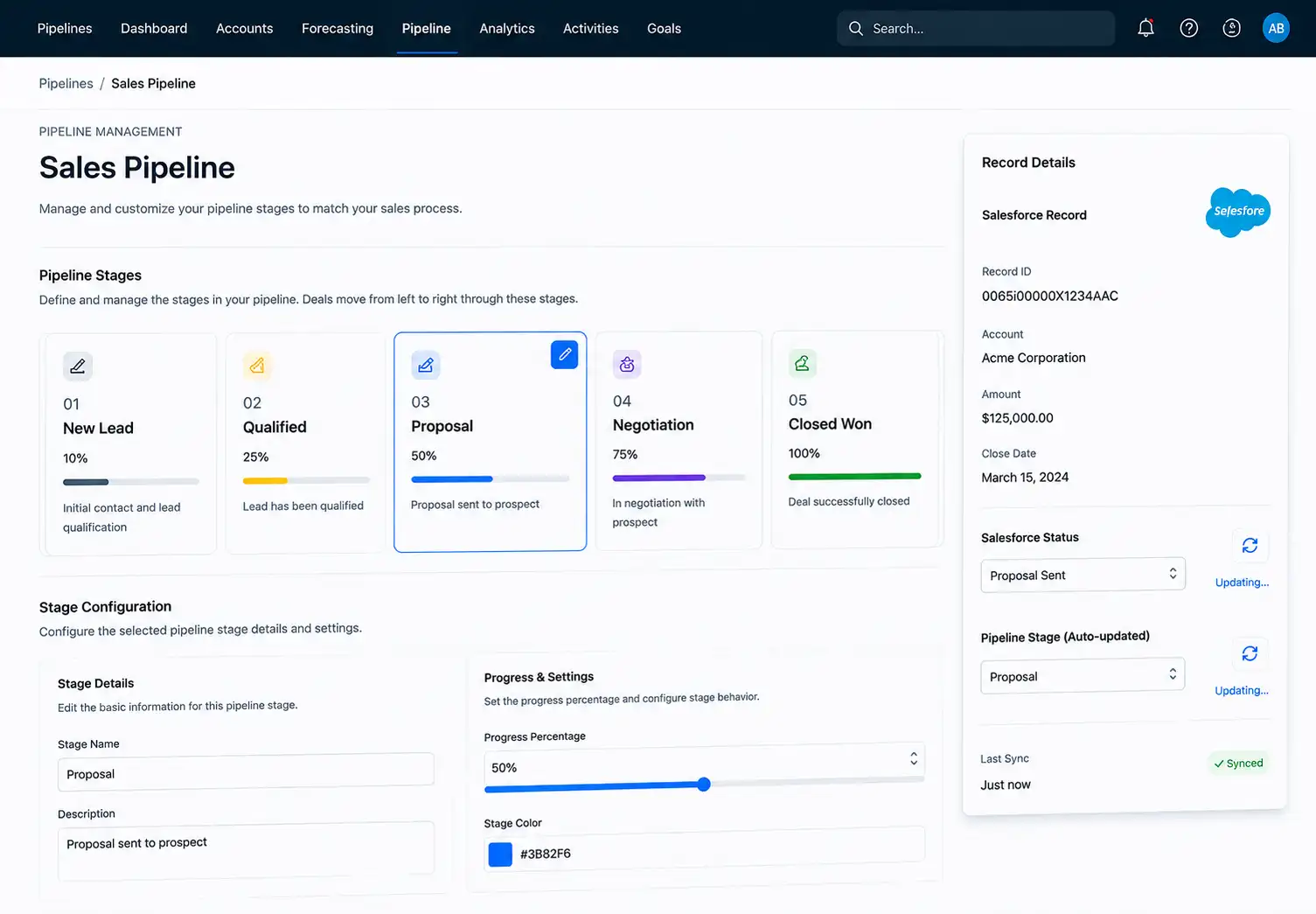 Dynamic stage creation and updates workflow