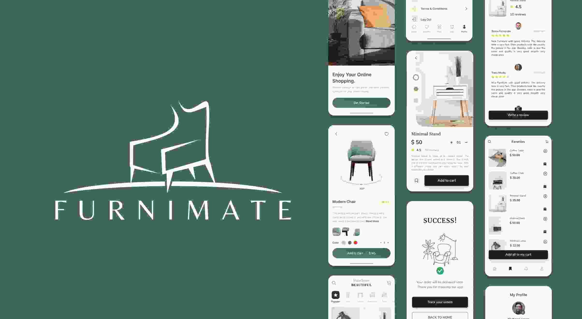 Furnimate retail mobile app case study interface