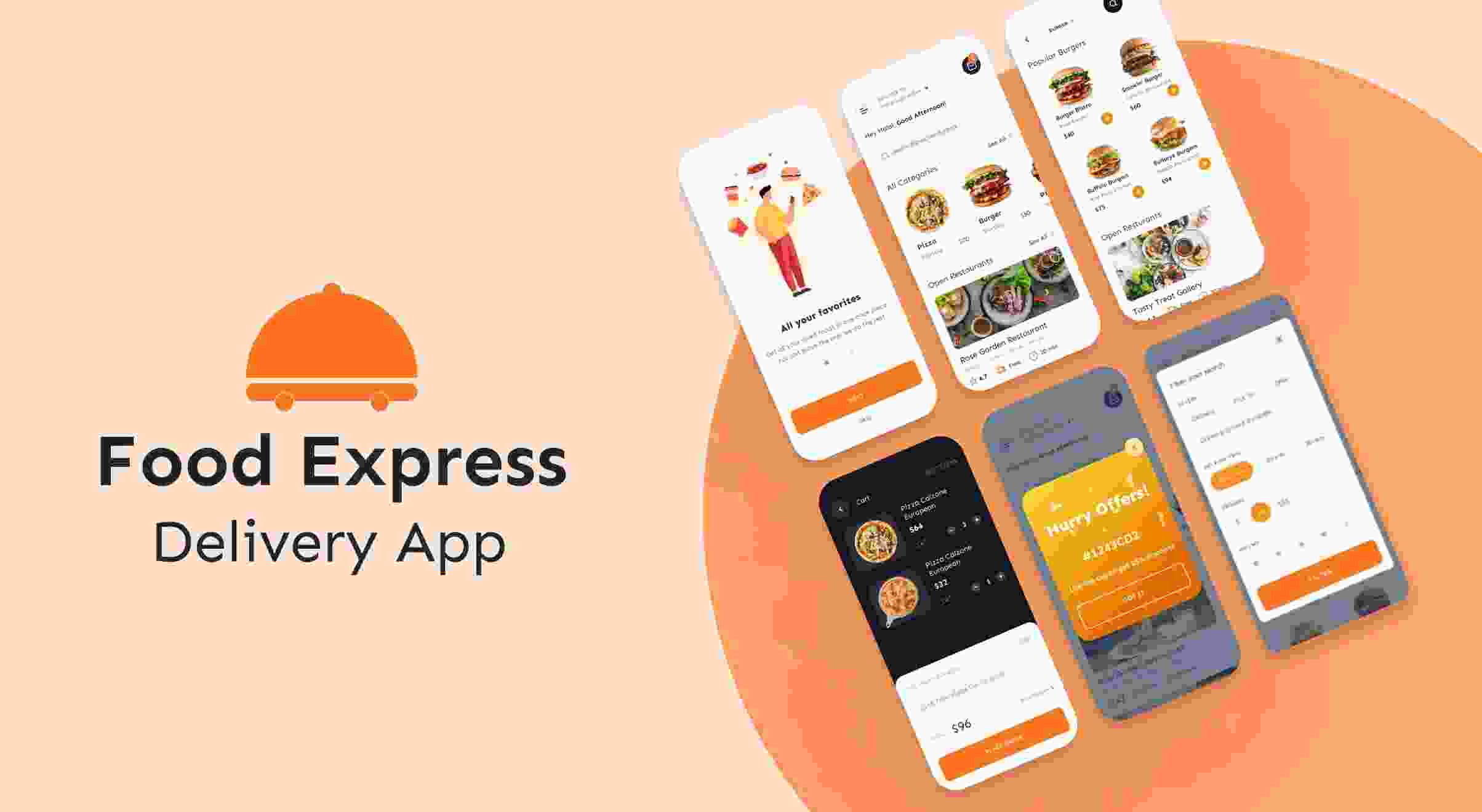 Food Express delivery app case study interface