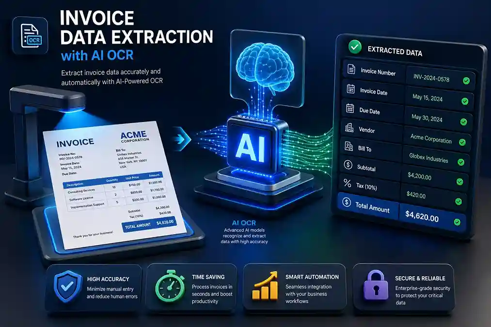 AI OCR invoice data extraction workflow for automated invoice processing