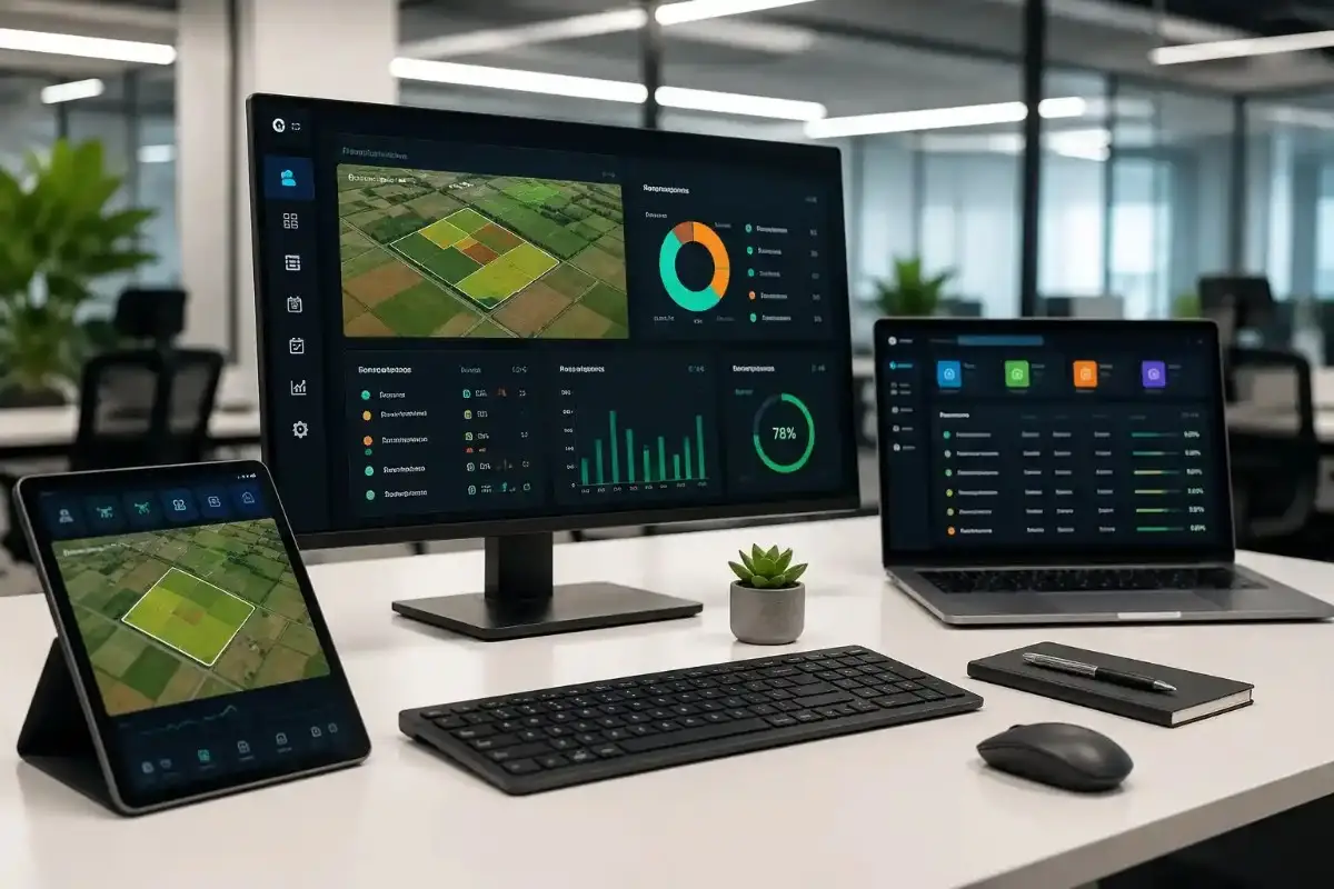 Farm service dashboard for drone operators and admin teams