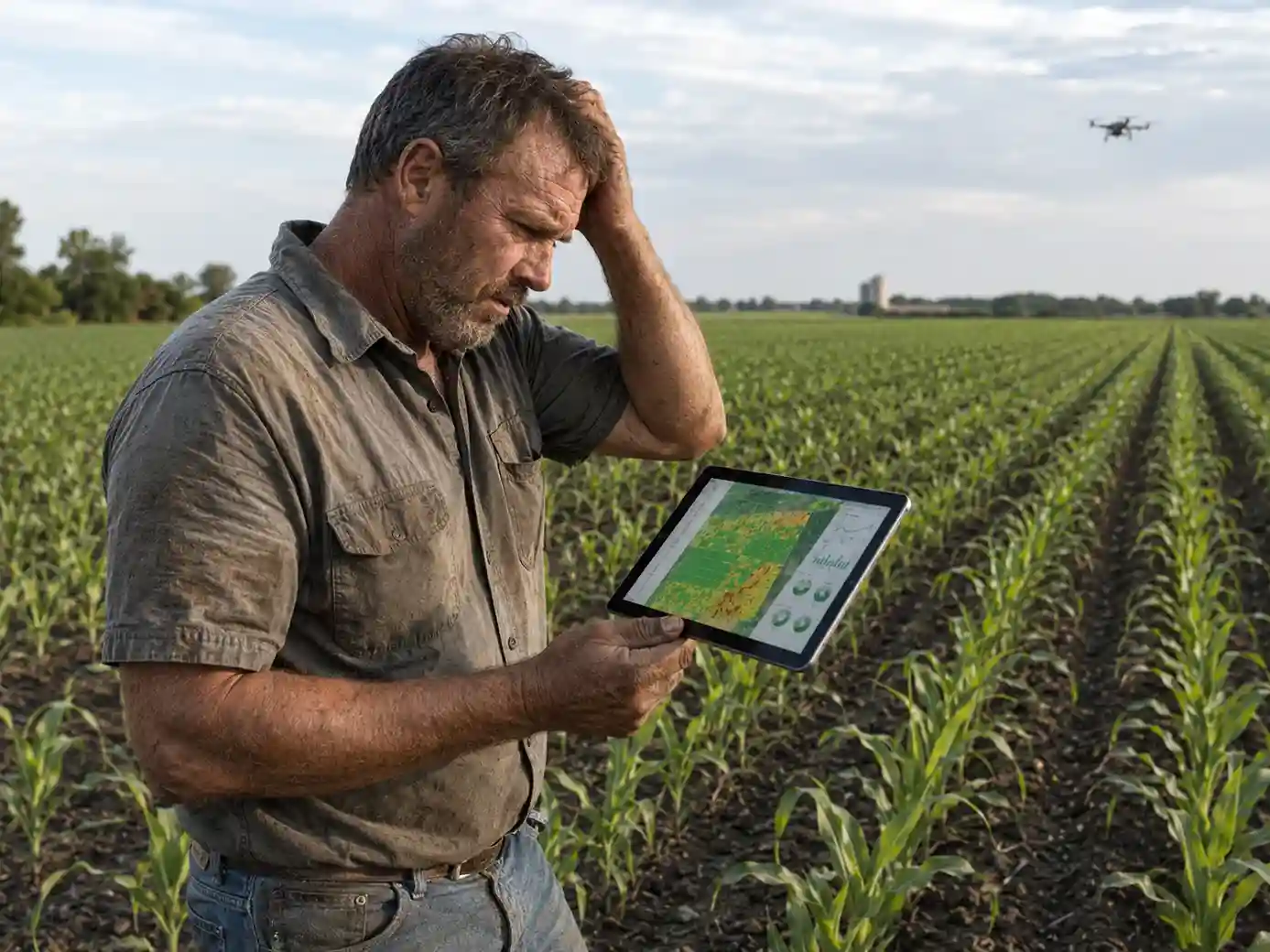 Farmer unable to understand a drone crop-health report