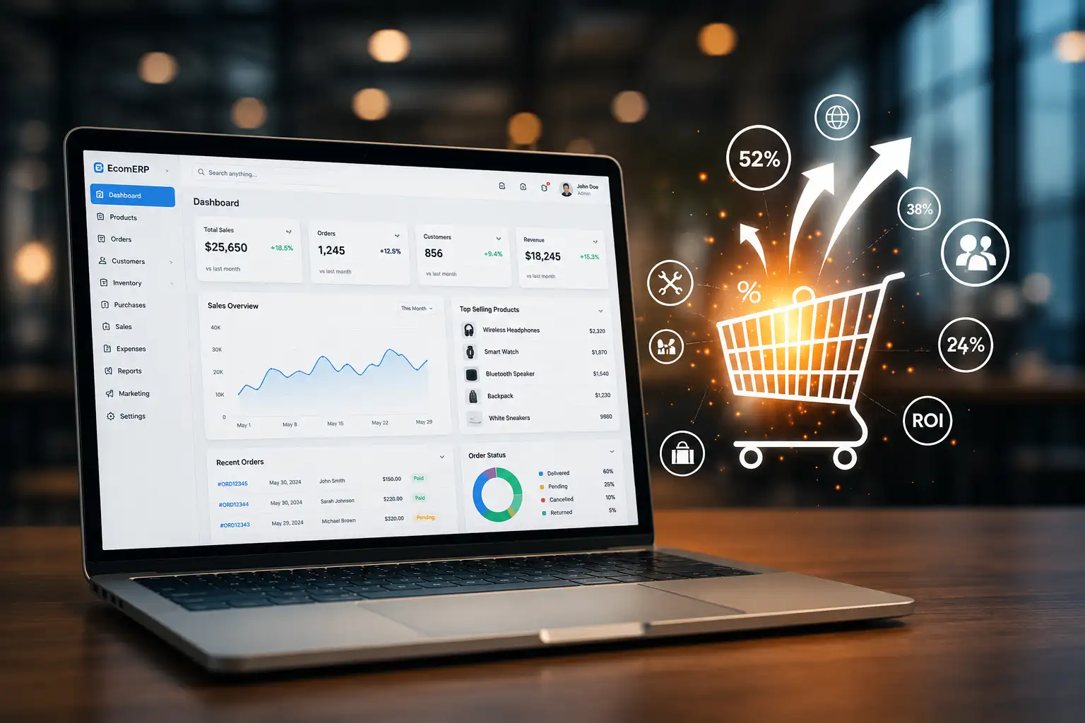 Ecommerce ERP CRM and API integration dashboard