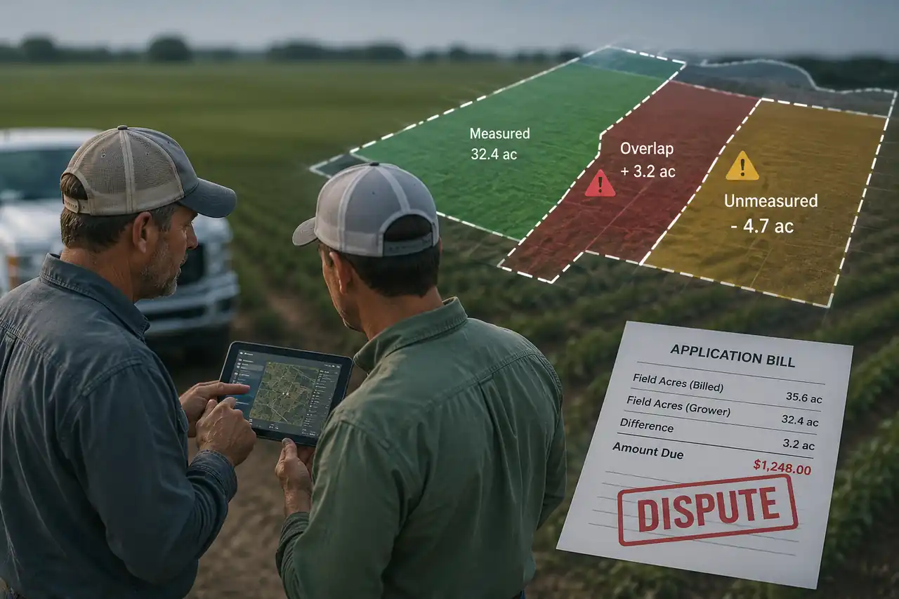 Farm billing dispute caused by inconsistent field measurements