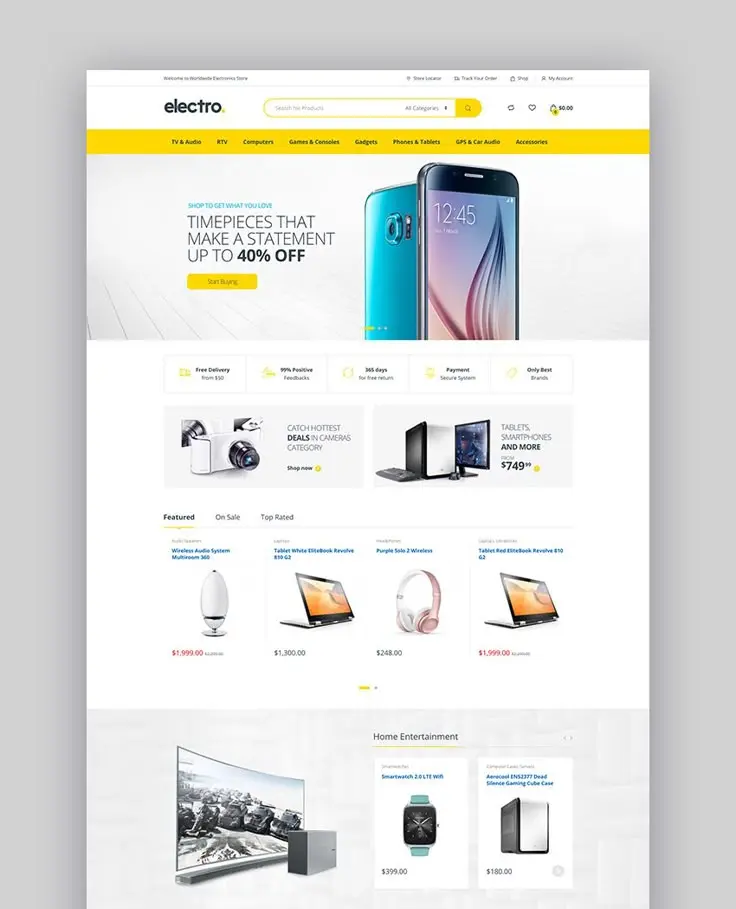 Electronics ecommerce platform with product comparison, warranty and inventory automation