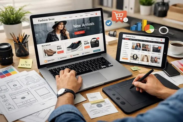 Ecommerce UI UX design for product pages and checkout experience