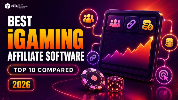Best iGaming affiliate software dashboard with partner tracking, commission, payout, and performance analytics icons