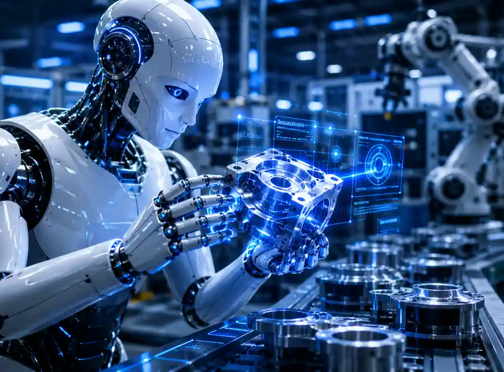 AI robot monitoring manufacturing and supply chain operations