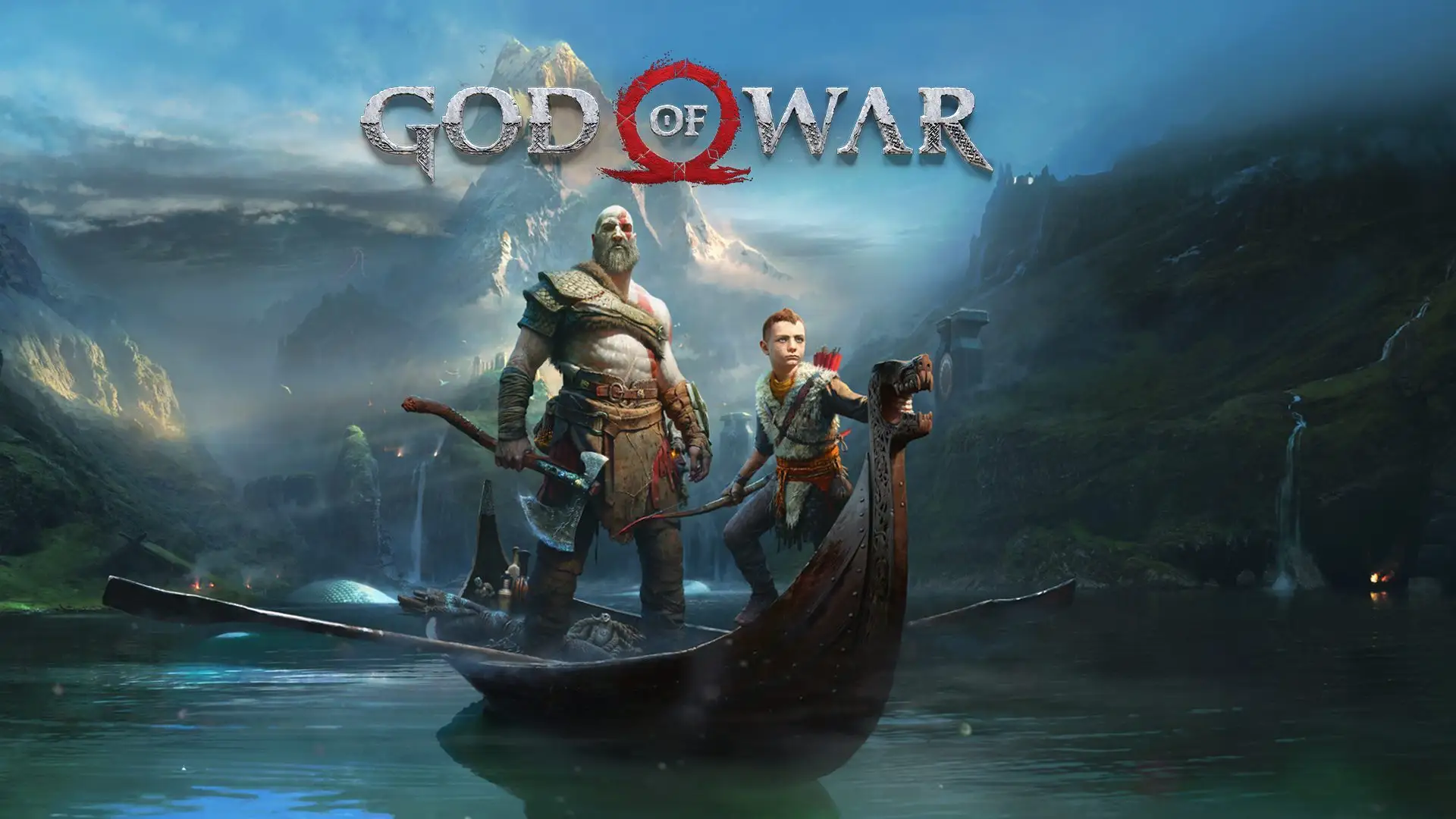 Kratos and Atreus in official artwork for God of War 2018