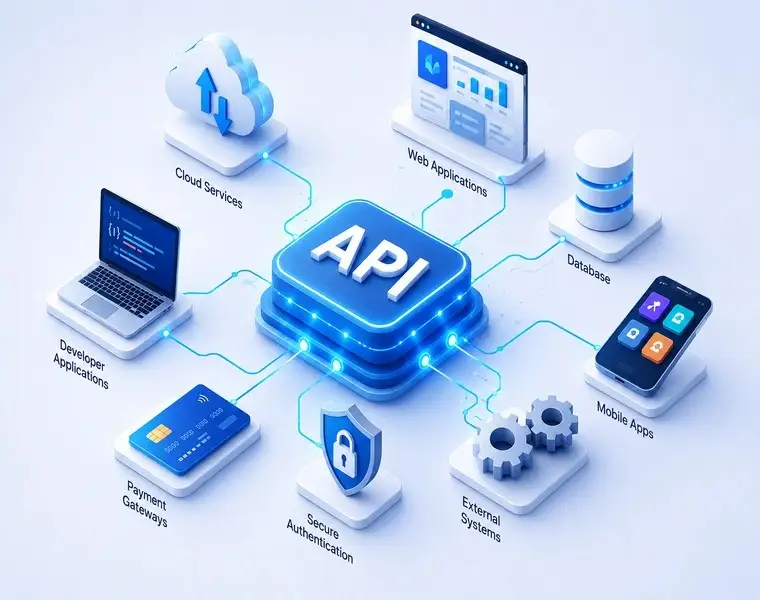 API development and system integration connecting business applications and services