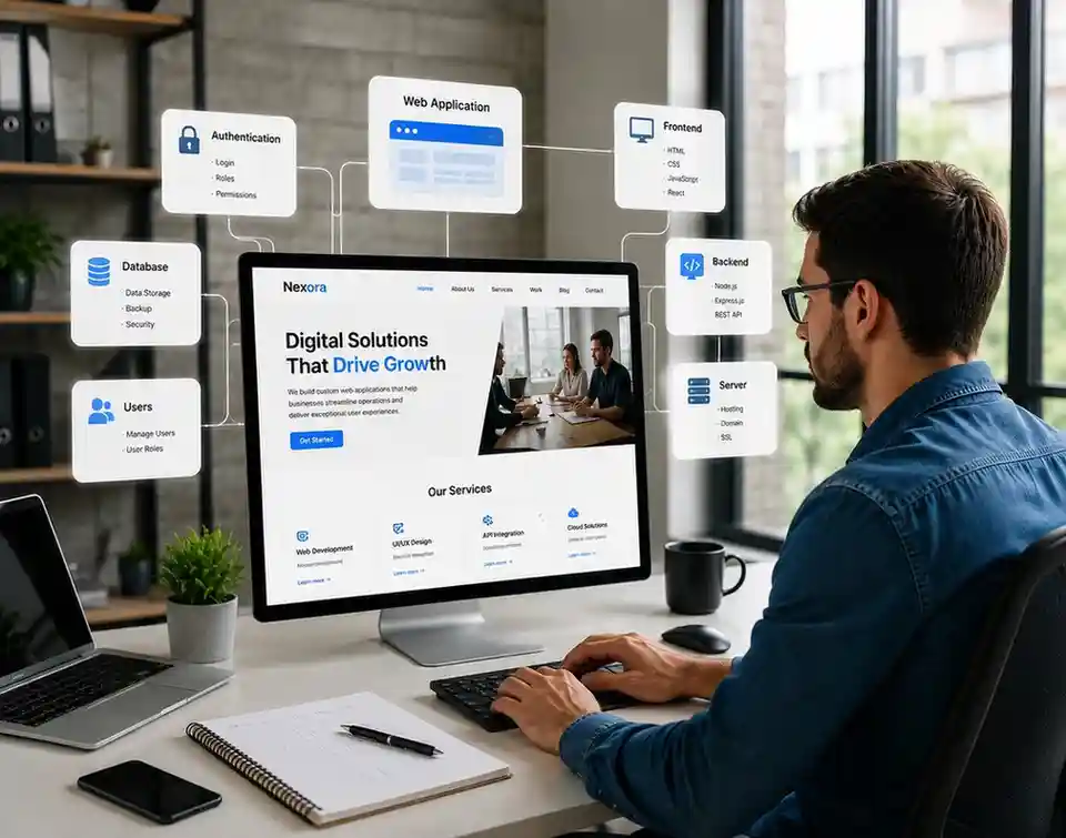Web application dashboard featuring scalable frontend and backend development