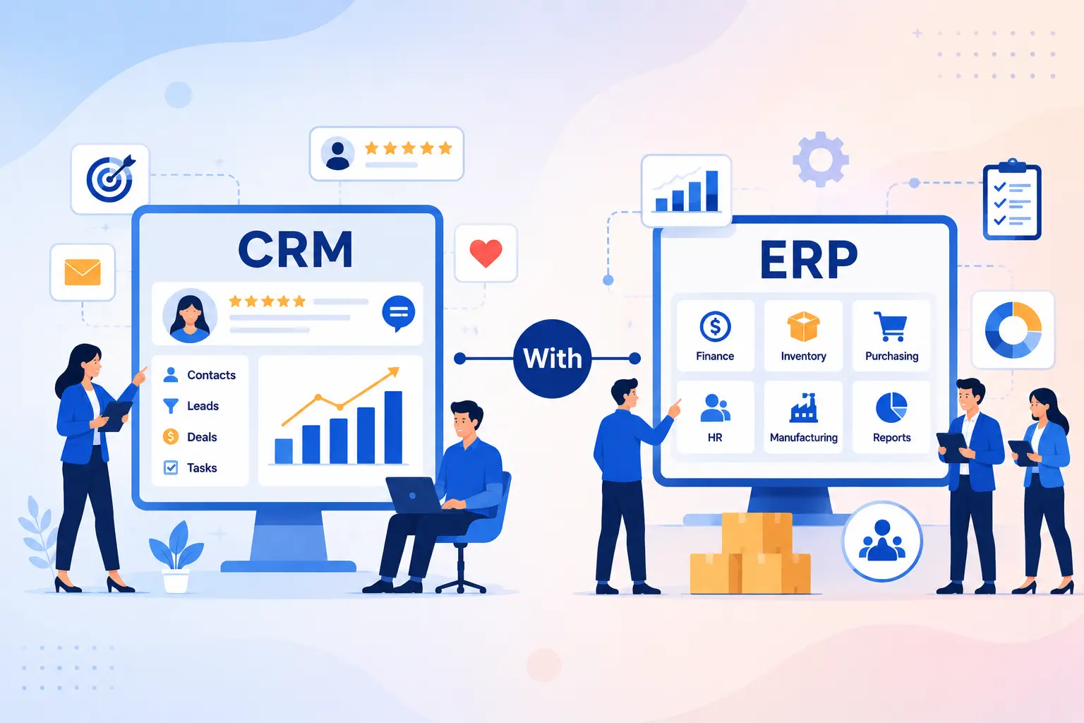 ERP with CRM integration explained, connecting ERP and CRM systems without duplicate data