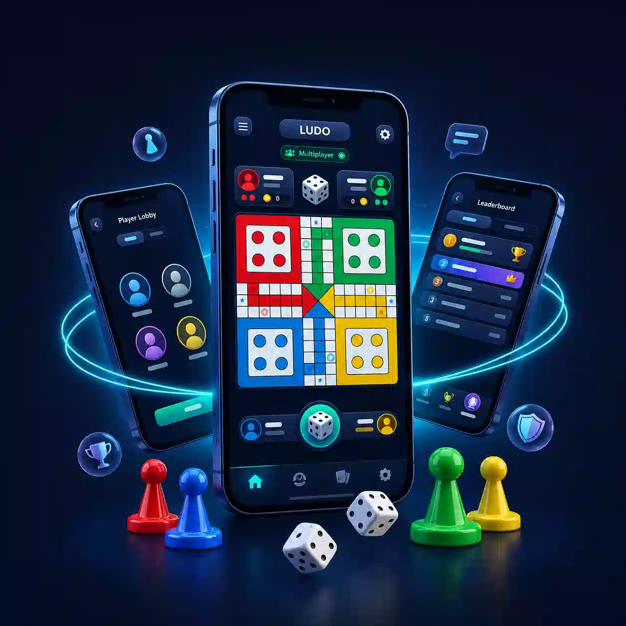Real-time multiplayer Ludo game interface