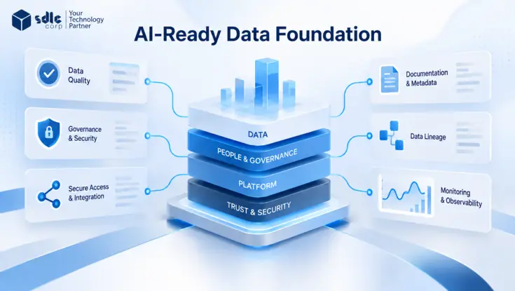 Governed data foundation connecting enterprise sources to secure AI recommendations and workflow actions