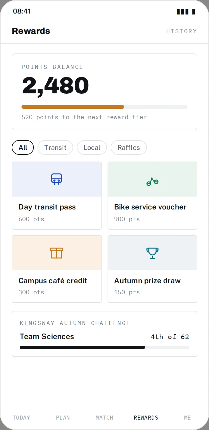 Redeem rewards mobile view