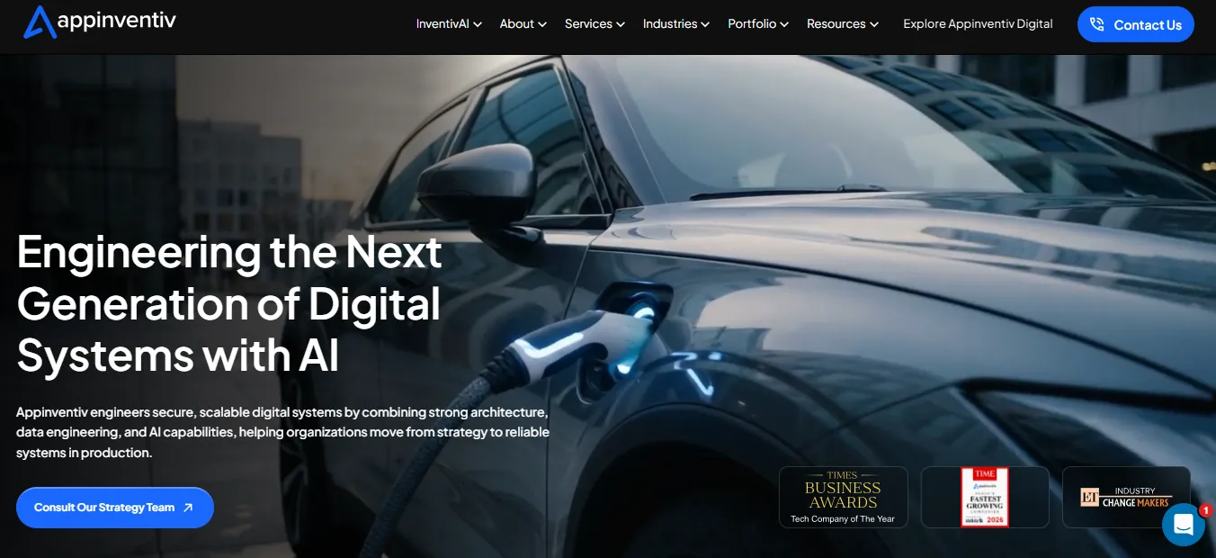 Appinventiv AI services homepage