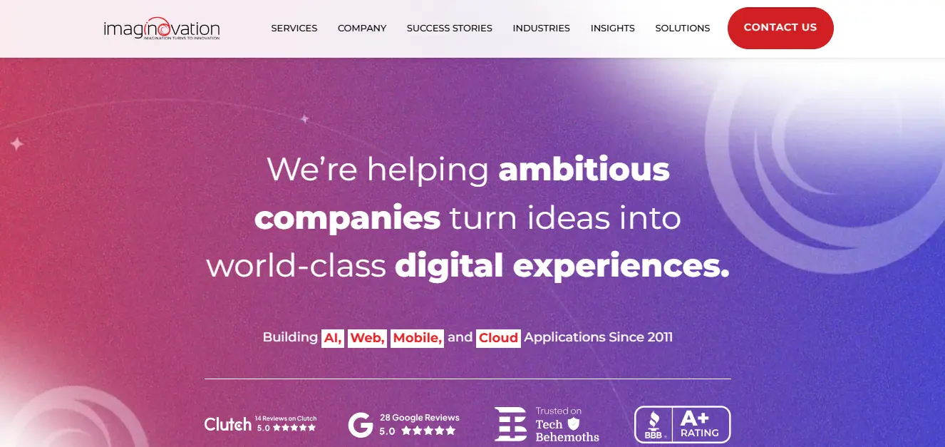 Imaginovation website homepage