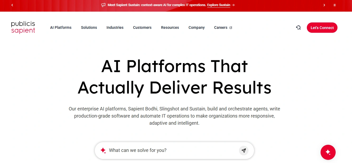 Publicis Sapient mobile app development services homepage