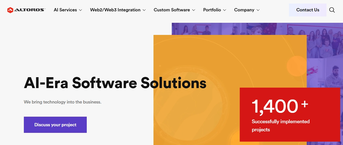 Altoros blockchain development services homepage
