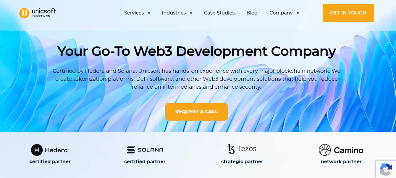 Unicsoft blockchain development services homepage