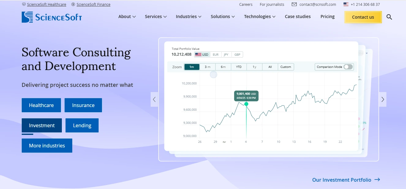 ScienceSoft blockchain development services homepage