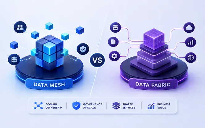 Phased adoption roadmap for enterprise data mesh and data fabric