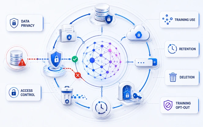 AI vendor data privacy and training flow illustration
