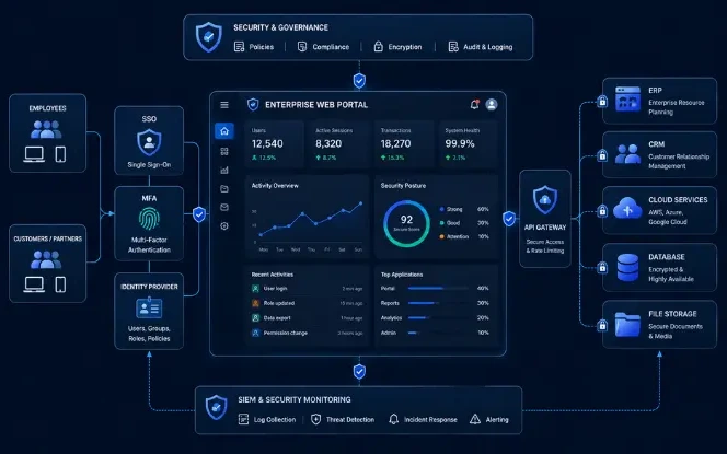 Secure DevSecOps lifecycle for enterprise web portals covering design build security testing remediation and deployment