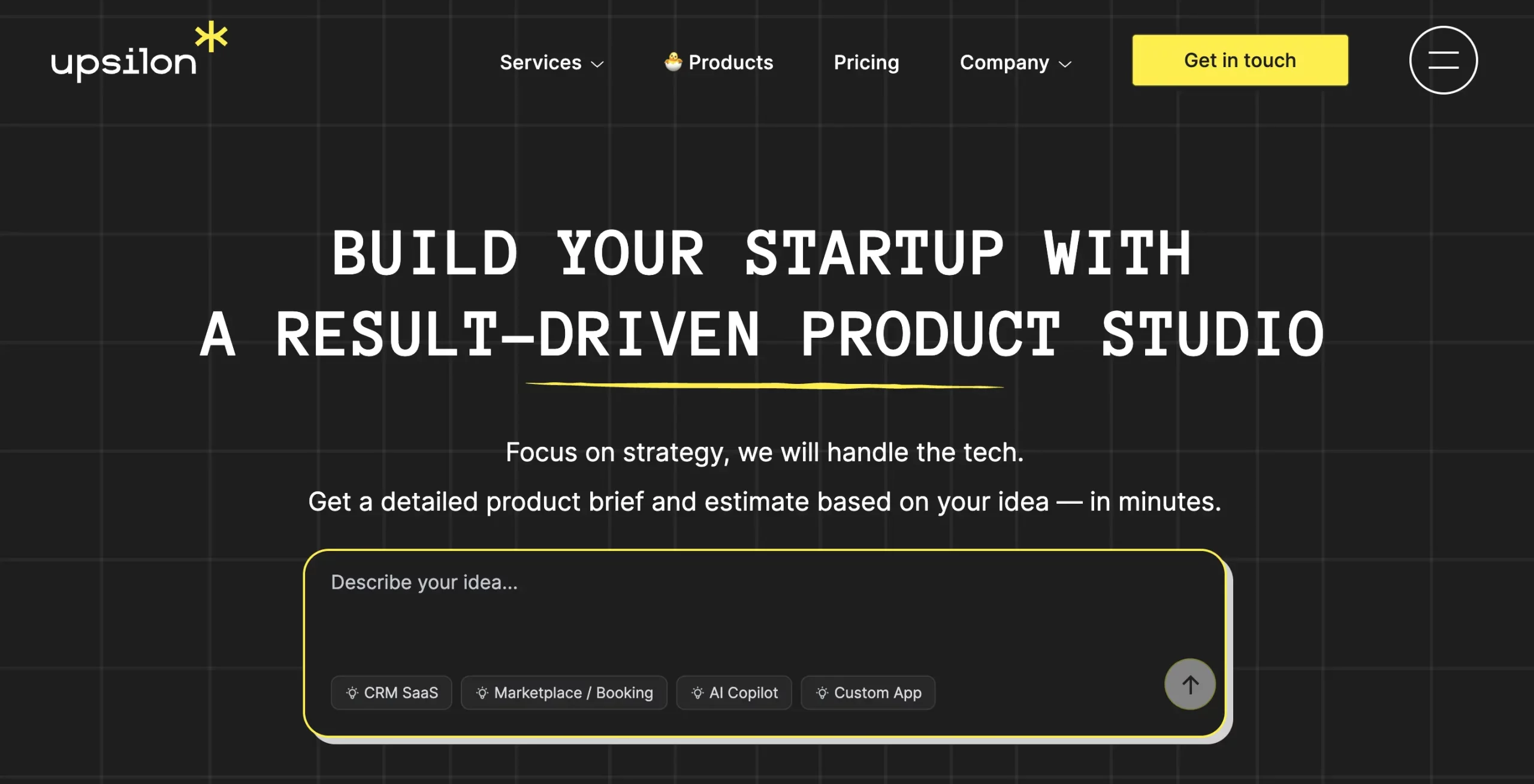 Upsilon website homepage