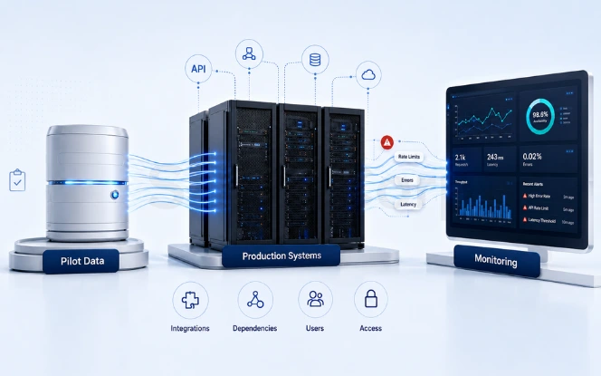 Controlled AI pilot compared with live enterprise production conditions