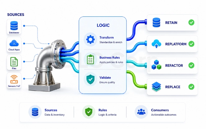 Choose Retain, Replatform, Refactor or Replace Retain replatform refactor and replace options for modernizing legacy data pipelines
