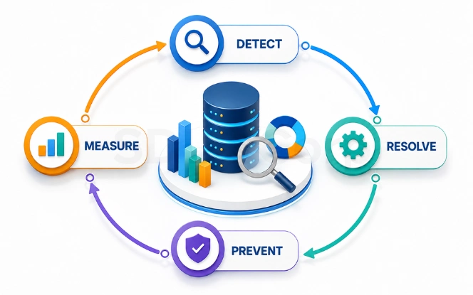 Continuous data quality operating loop for AI Continuous data quality loop of detect, resolve, prevent and measure