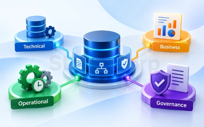 Enterprise metadata context covering technical business operational and governance information