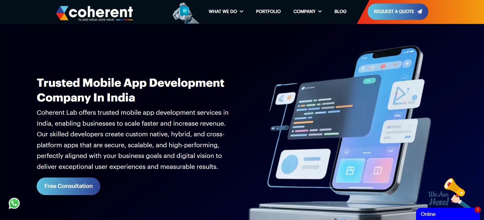 Coherent Lab mobile app development services homepage