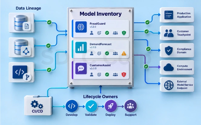 Create a complete AI model inventory AI model change control covering version testing approval and release