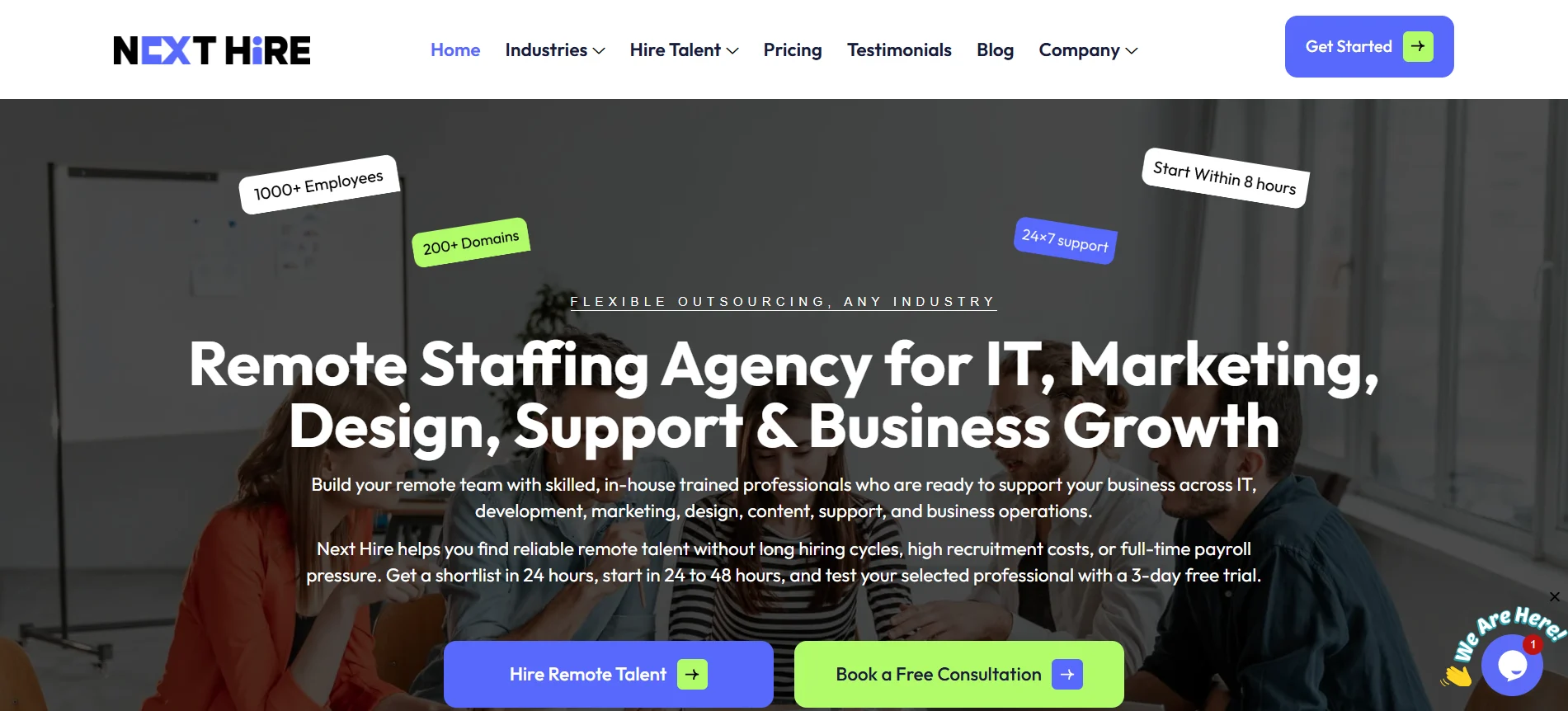NextHire website homepage