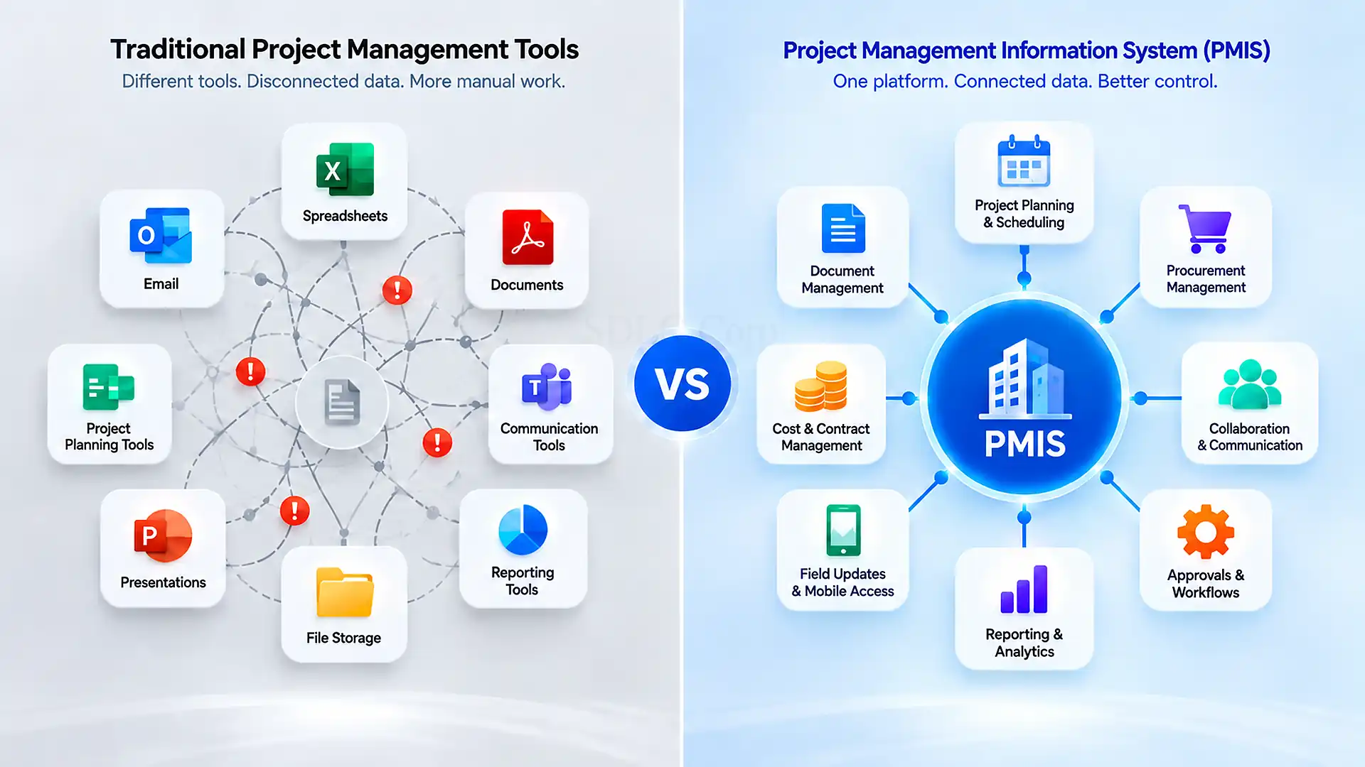 PMIS vs traditional project management tools for capital projects