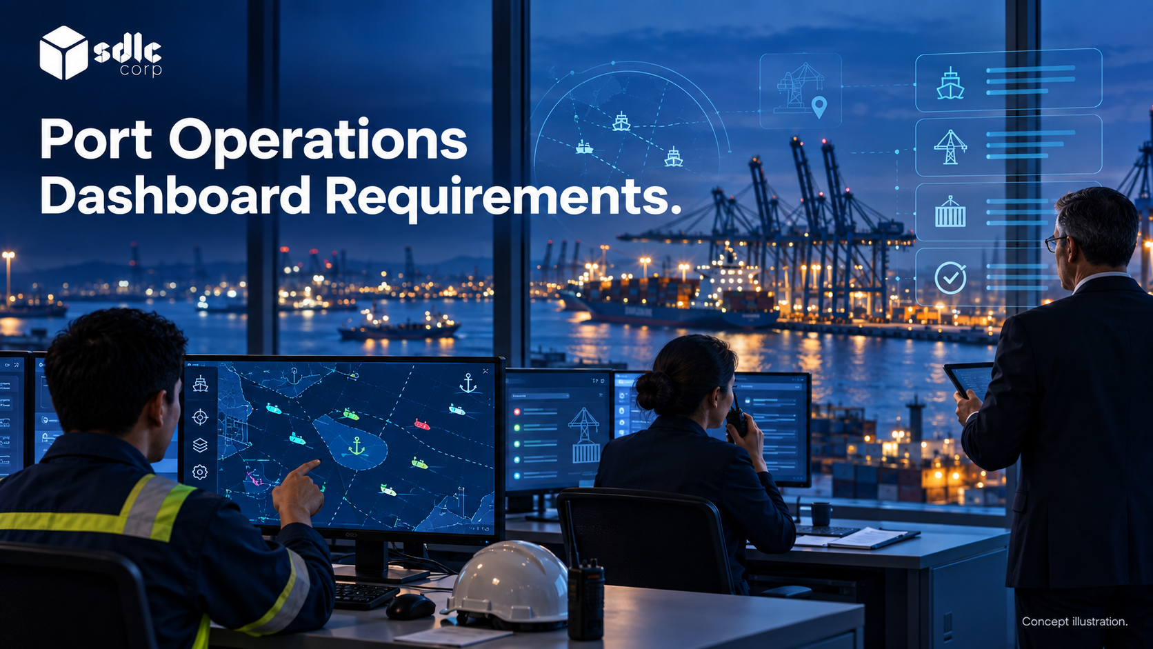 Operator, supervisor and manager workspaces with different tasks.