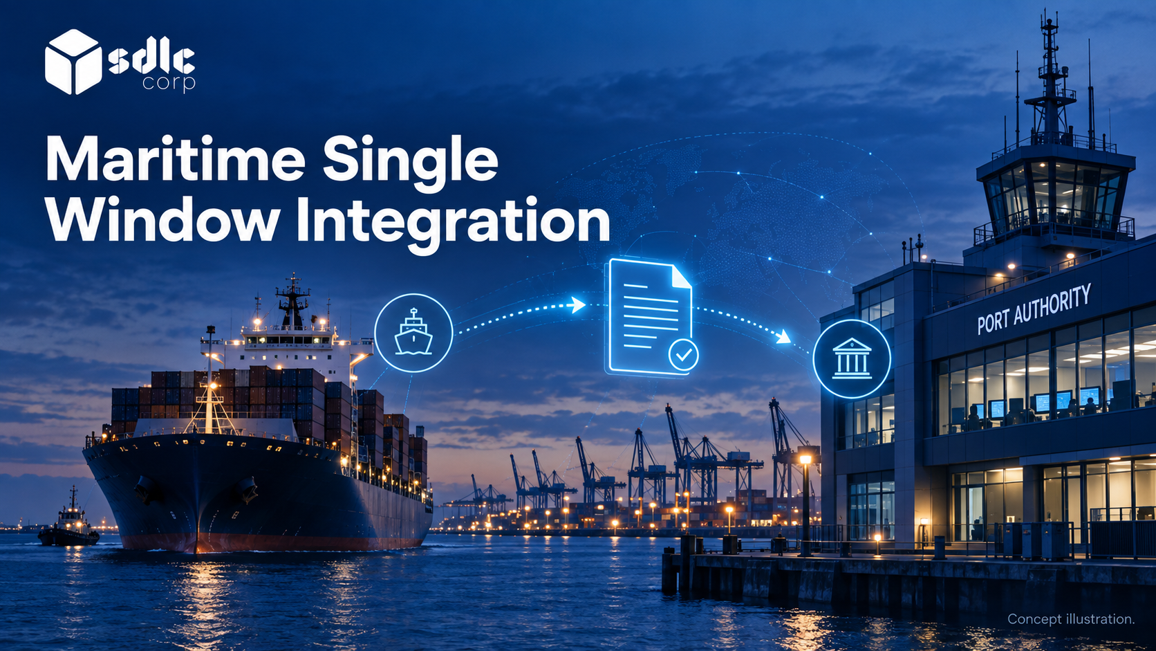 A vessel declaration exchanged with an authority reporting gateway.
