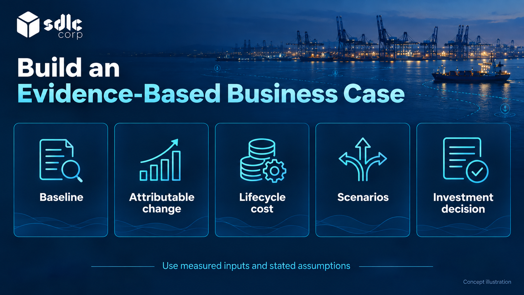 Business case inputs linking baselines, proposed changes, lifecycle costs and assumptions.