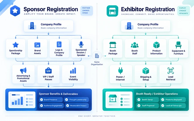 Sponsor and exhibitor registration workflow comparison